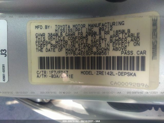 Photo 8 VIN: 5YFBU4EE9DP090561 - TOYOTA COROLLA 