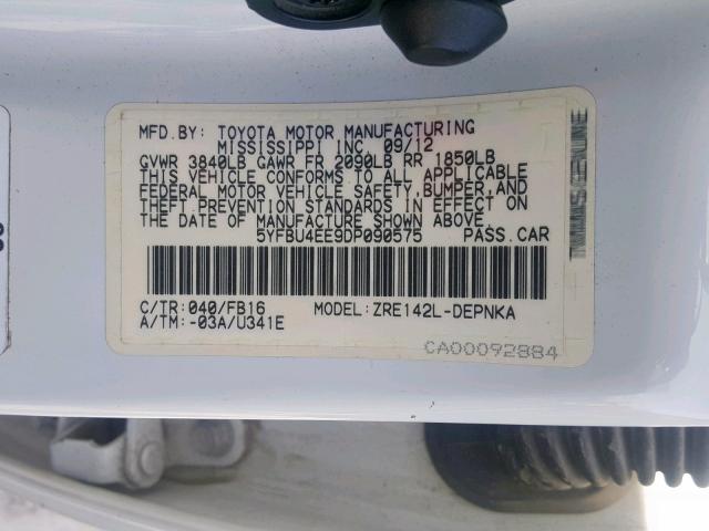 Photo 9 VIN: 5YFBU4EE9DP090575 - TOYOTA COROLLA BA 