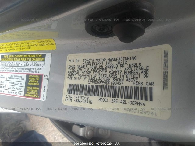 Photo 8 VIN: 5YFBU4EE9DP108427 - TOYOTA COROLLA 