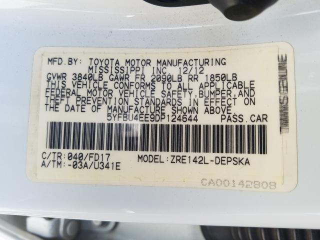 Photo 9 VIN: 5YFBU4EE9DP124644 - TOYOTA COROLLA BA 