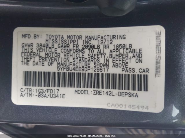 Photo 8 VIN: 5YFBU4EE9DP129617 - TOYOTA COROLLA 