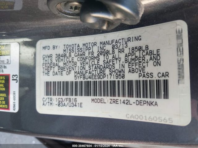 Photo 8 VIN: 5YFBU4EE9DP171950 - TOYOTA COROLLA 