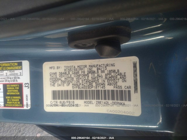 Photo 8 VIN: 5YFBU4EE9DP187145 - TOYOTA COROLLA 