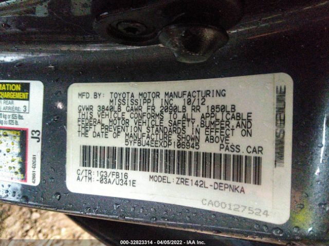 Photo 8 VIN: 5YFBU4EEXDP106945 - TOYOTA COROLLA 