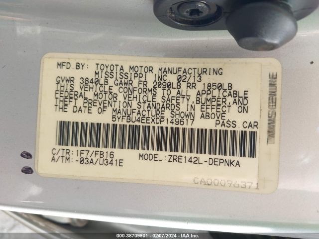 Photo 8 VIN: 5YFBU4EEXDP149617 - TOYOTA COROLLA 