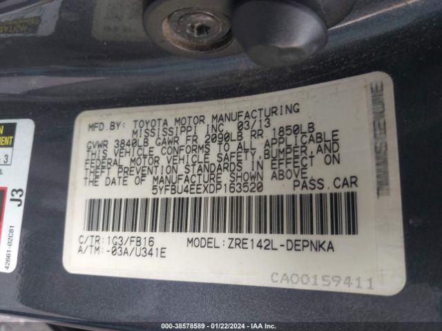 Photo 8 VIN: 5YFBU4EEXDP163520 - TOYOTA COROLLA 