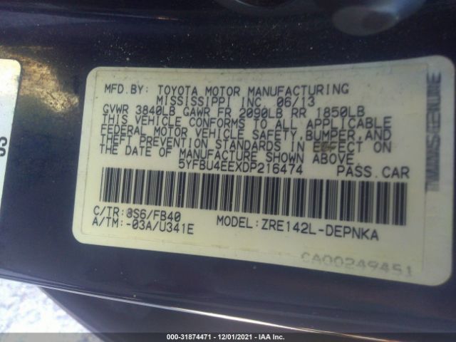 Photo 8 VIN: 5YFBU4EEXDP216474 - TOYOTA COROLLA 