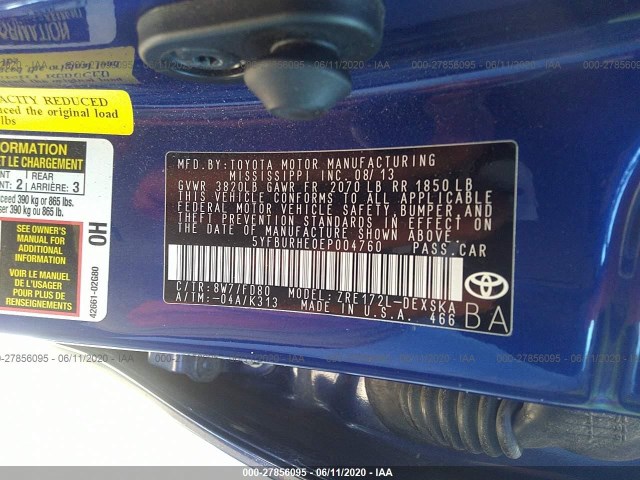 Photo 8 VIN: 5YFBURHE0EP004760 - TOYOTA COROLLA 