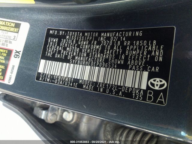 Photo 8 VIN: 5YFBURHE0EP096534 - TOYOTA COROLLA 