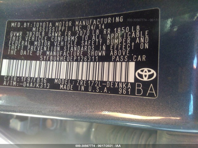 Photo 8 VIN: 5YFBURHE0EP126311 - TOYOTA COROLLA 