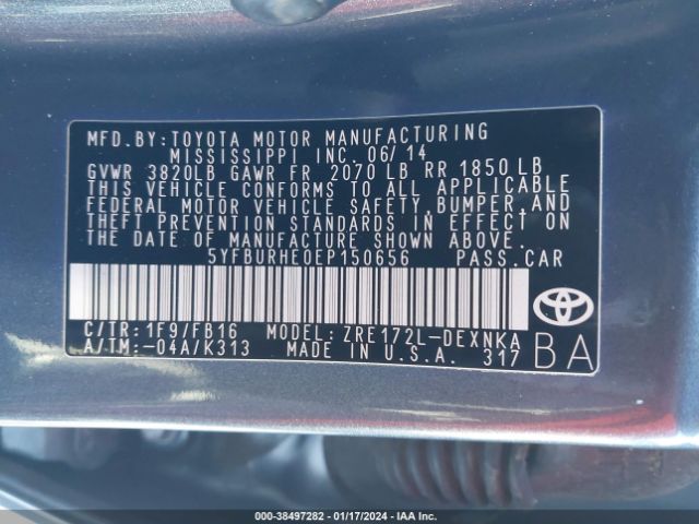 Photo 8 VIN: 5YFBURHE0EP150656 - TOYOTA COROLLA 