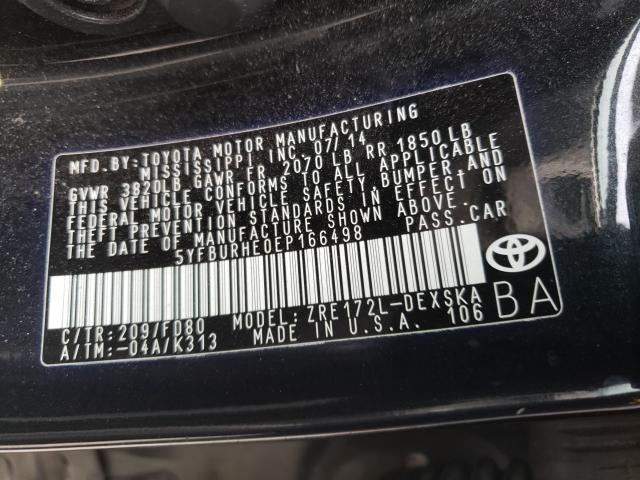 Photo 9 VIN: 5YFBURHE0EP166498 - TOYOTA COROLLA L 