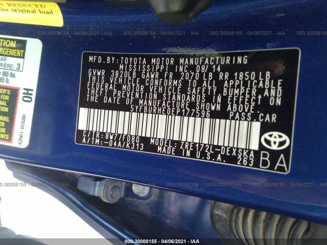 Photo 8 VIN: 5YFBURHE0EP177596 - TOYOTA COROLLA 