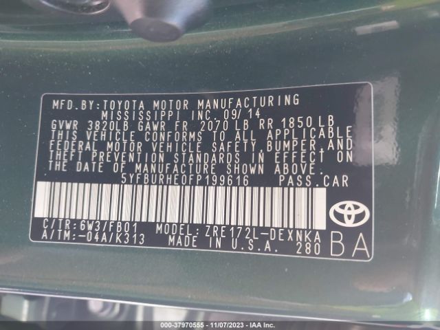 Photo 8 VIN: 5YFBURHE0FP199616 - TOYOTA COROLLA 