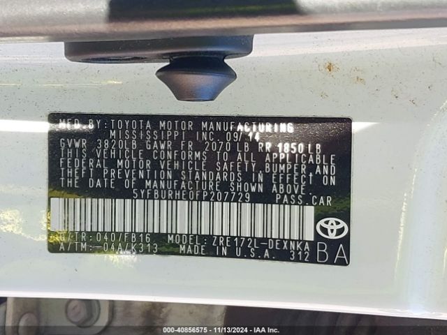 Photo 8 VIN: 5YFBURHE0FP207729 - TOYOTA COROLLA 