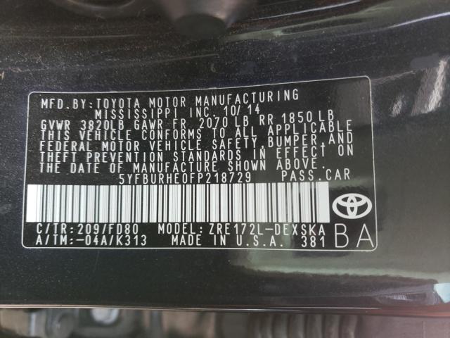 Photo 9 VIN: 5YFBURHE0FP218729 - TOYOTA COROLLA L 