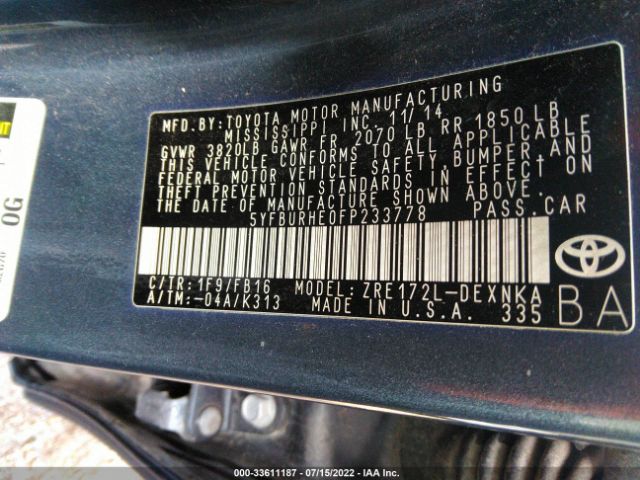 Photo 8 VIN: 5YFBURHE0FP233778 - TOYOTA COROLLA 