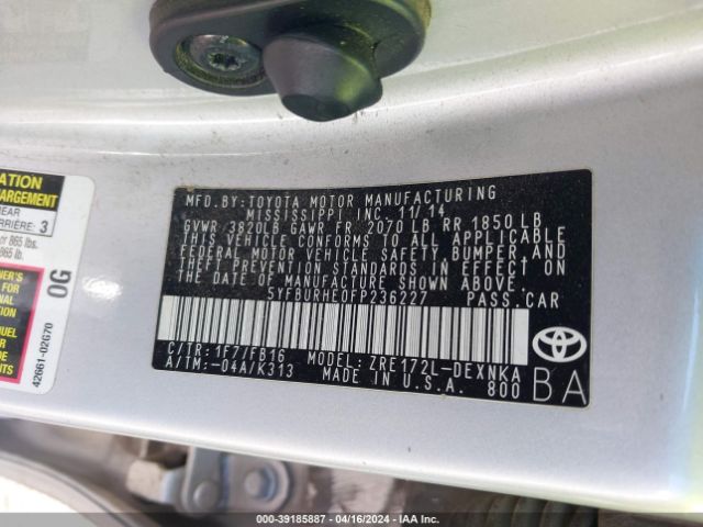 Photo 8 VIN: 5YFBURHE0FP236227 - TOYOTA COROLLA 