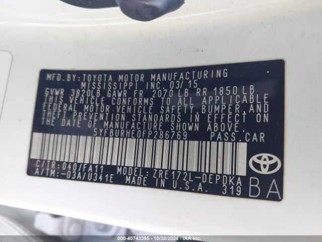 Photo 8 VIN: 5YFBURHE0FP286769 - TOYOTA COROLLA 