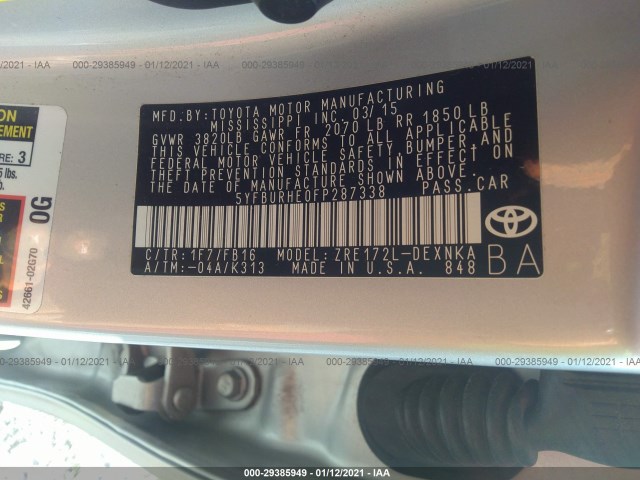 Photo 8 VIN: 5YFBURHE0FP287338 - TOYOTA COROLLA 