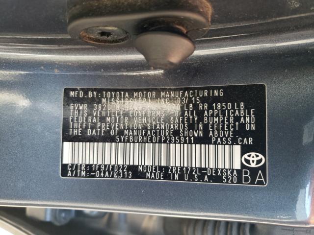 Photo 9 VIN: 5YFBURHE0FP295911 - TOYOTA COROLLA L 