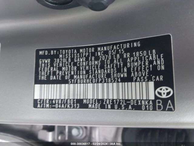 Photo 8 VIN: 5YFBURHE0FP318524 - TOYOTA COROLLA 