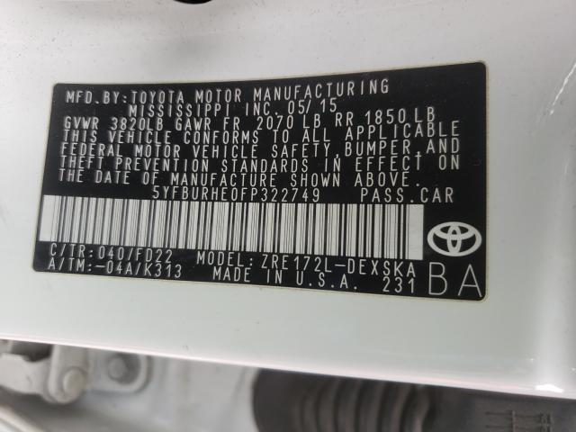 Photo 9 VIN: 5YFBURHE0FP322749 - TOYOTA COROLLA L 