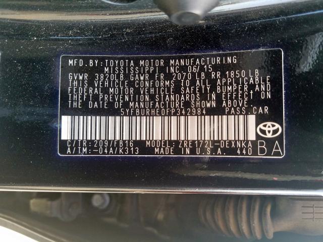 Photo 9 VIN: 5YFBURHE0FP342984 - TOYOTA COROLLA L 