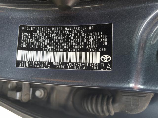 Photo 9 VIN: 5YFBURHE0FP347831 - TOYOTA COROLLA L 