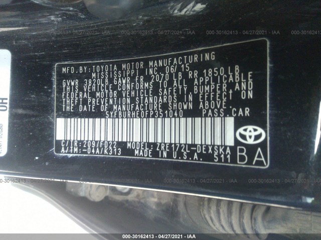 Photo 8 VIN: 5YFBURHE0FP351040 - TOYOTA COROLLA 