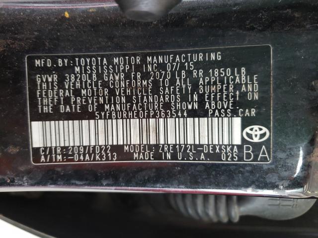 Photo 9 VIN: 5YFBURHE0FP363544 - TOYOTA COROLLA L 