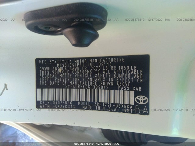 Photo 8 VIN: 5YFBURHE0GP389045 - TOYOTA COROLLA 