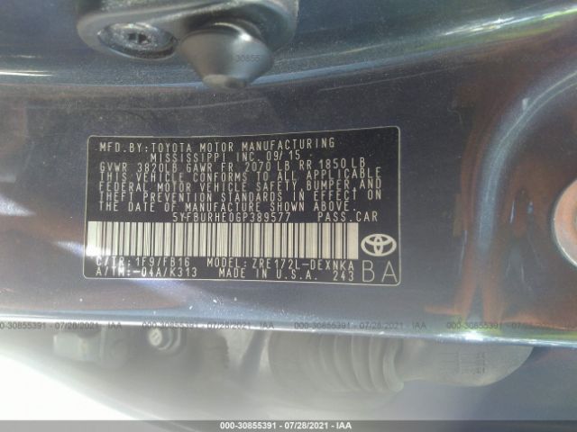 Photo 8 VIN: 5YFBURHE0GP389577 - TOYOTA COROLLA 