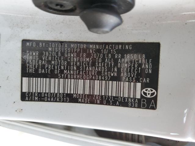 Photo 12 VIN: 5YFBURHE0GP408497 - TOYOTA COROLLA L 