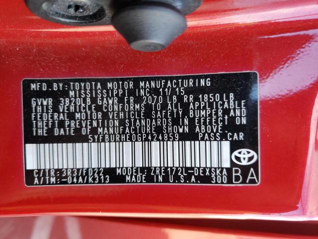 Photo 11 VIN: 5YFBURHE0GP424859 - TOYOTA COROLLA 