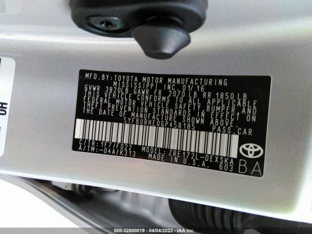 Photo 8 VIN: 5YFBURHE0GP458185 - TOYOTA COROLLA 