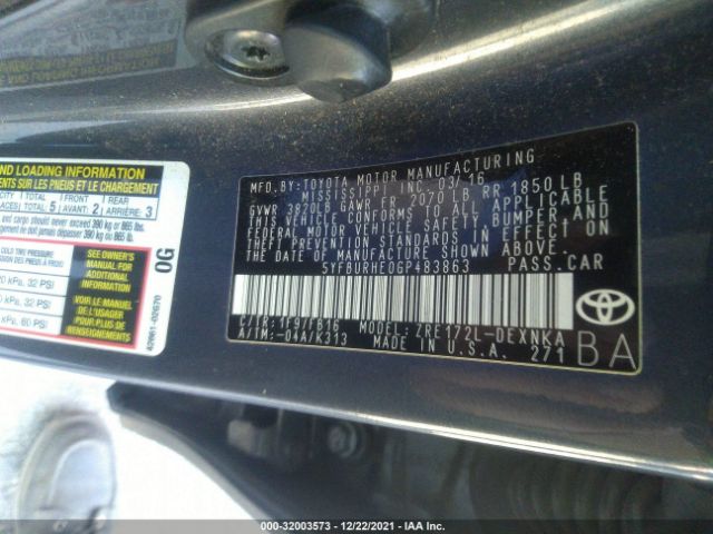 Photo 8 VIN: 5YFBURHE0GP483863 - TOYOTA COROLLA 