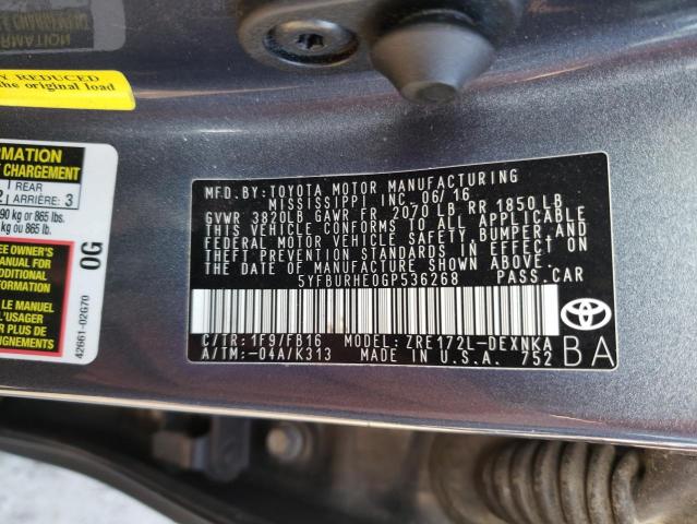 Photo 12 VIN: 5YFBURHE0GP536268 - TOYOTA COROLLA L 