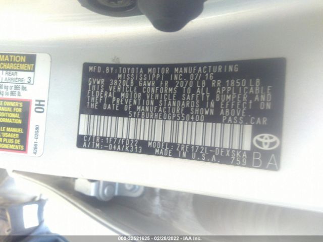 Photo 8 VIN: 5YFBURHE0GP550400 - TOYOTA COROLLA 