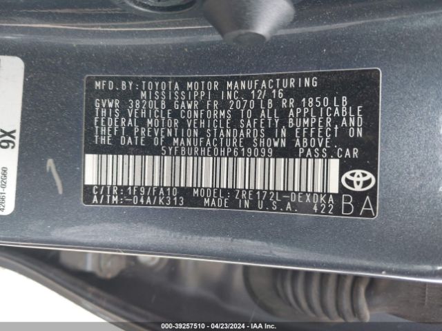 Photo 8 VIN: 5YFBURHE0HP619099 - TOYOTA COROLLA 