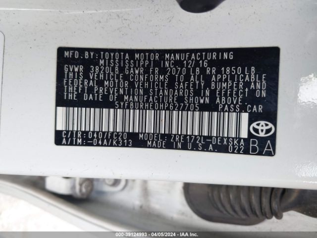 Photo 8 VIN: 5YFBURHE0HP627705 - TOYOTA COROLLA 