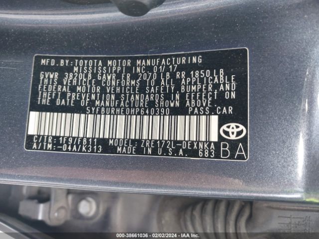 Photo 8 VIN: 5YFBURHE0HP640390 - TOYOTA COROLLA 