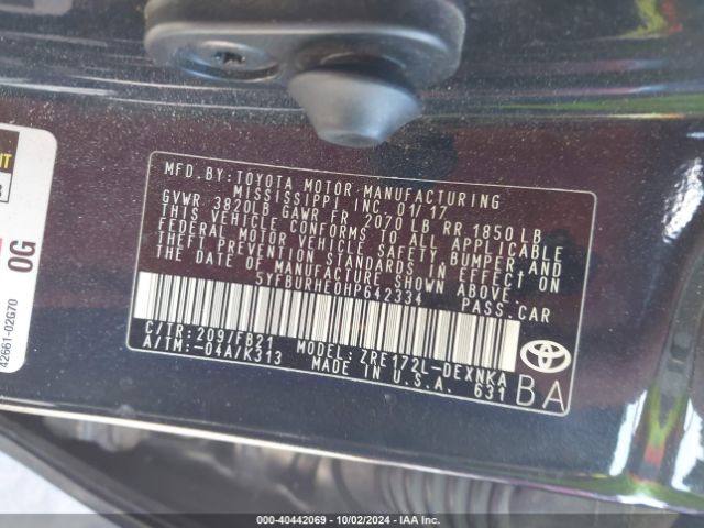 Photo 8 VIN: 5YFBURHE0HP642334 - TOYOTA COROLLA 