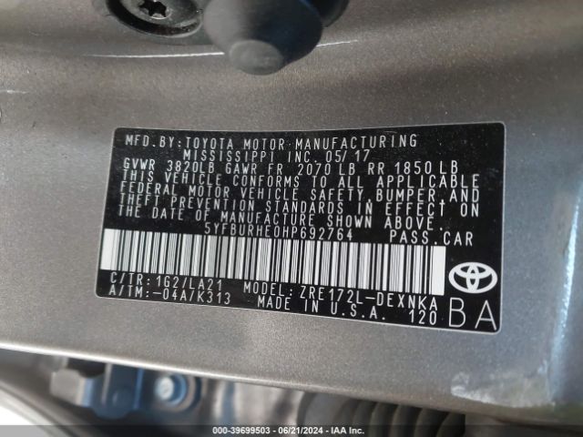 Photo 8 VIN: 5YFBURHE0HP692764 - TOYOTA COROLLA 