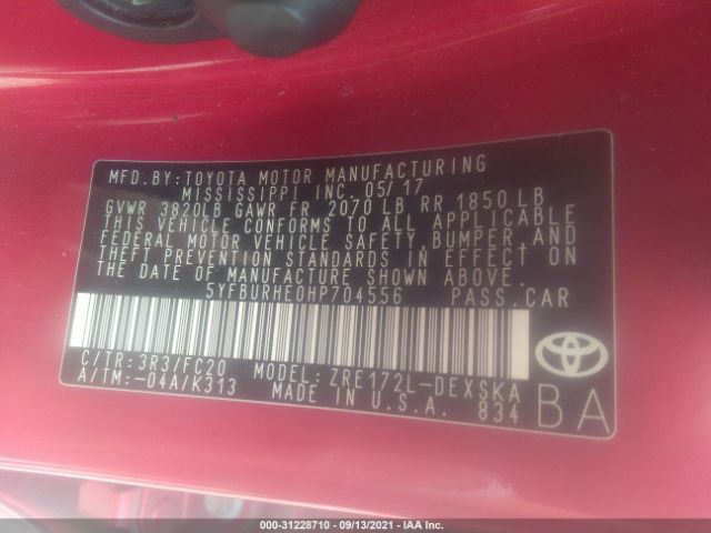 Photo 8 VIN: 5YFBURHE0HP704556 - TOYOTA COROLLA 