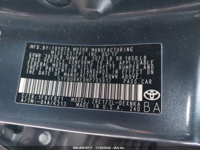 Photo 8 VIN: 5YFBURHE0HP705917 - TOYOTA COROLLA 