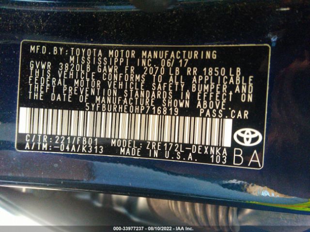 Photo 8 VIN: 5YFBURHE0HP716819 - TOYOTA COROLLA 