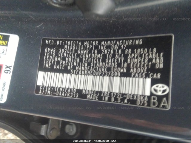 Photo 8 VIN: 5YFBURHE0HP737699 - TOYOTA COROLLA 