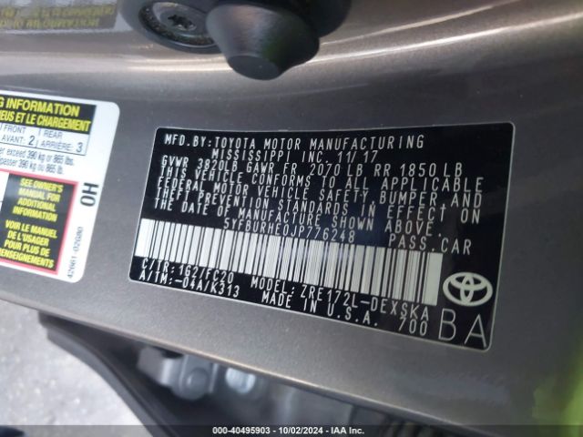 Photo 8 VIN: 5YFBURHE0JP776248 - TOYOTA COROLLA 