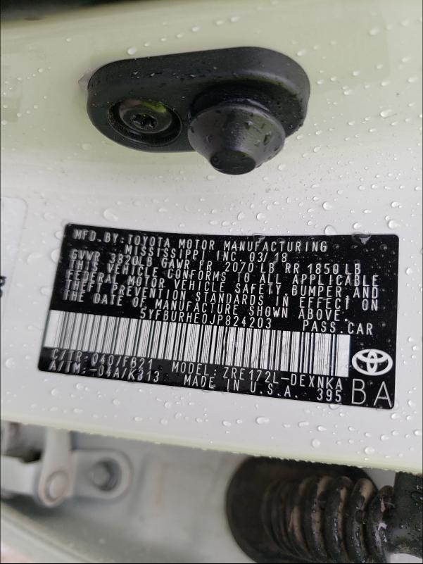 Photo 9 VIN: 5YFBURHE0JP824203 - TOYOTA COROLLA L 